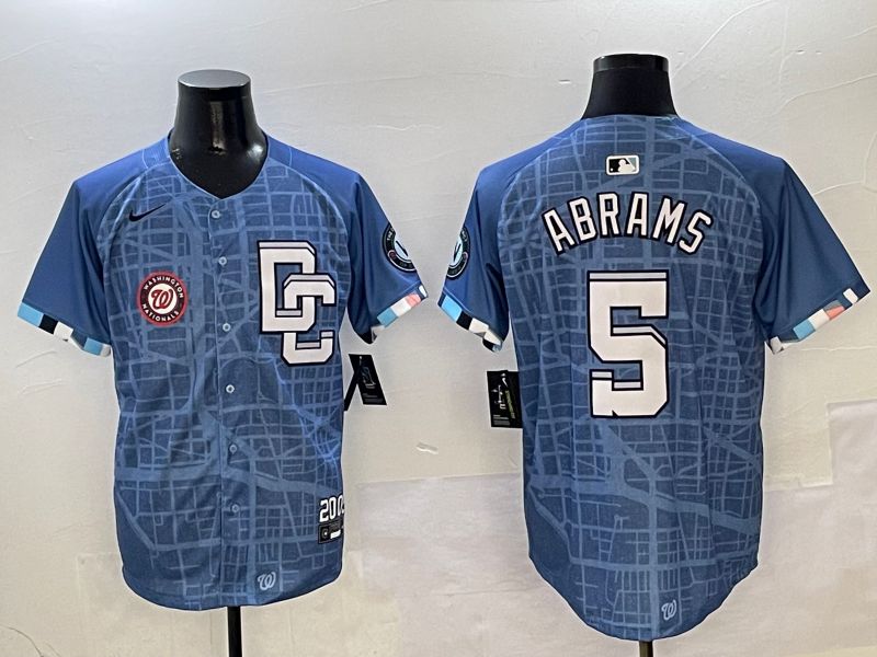 Men Washington Nationals #5 Abrams Blue Joint Name Nike 2025 MLB Jersey style 8